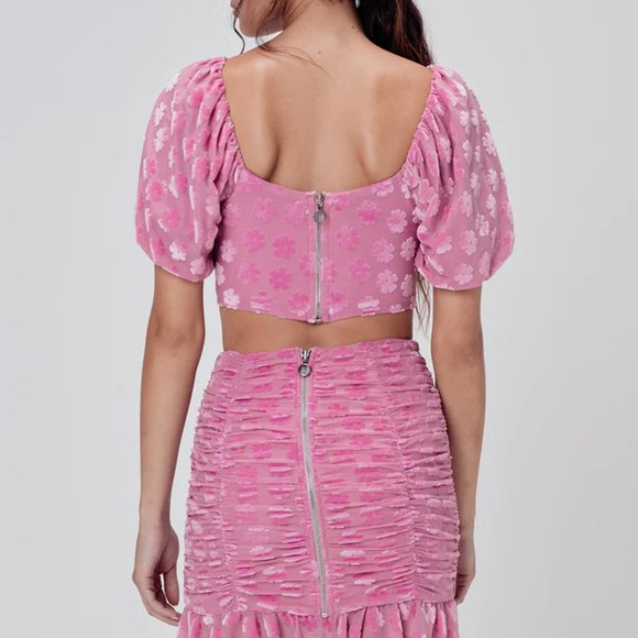 FOR LOVE & LEMONS - Lusk Velvet Pink Mini Skirt (Size Medium) - Picture 4 of 4